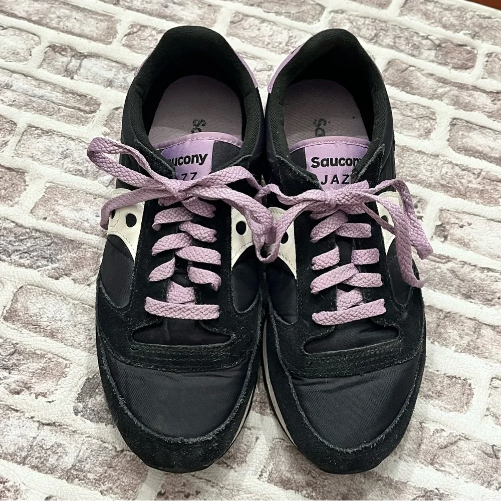 Saucony Jazz Original Running Sneakers‎ Black Purple Suede Retro Women’s 6.5
